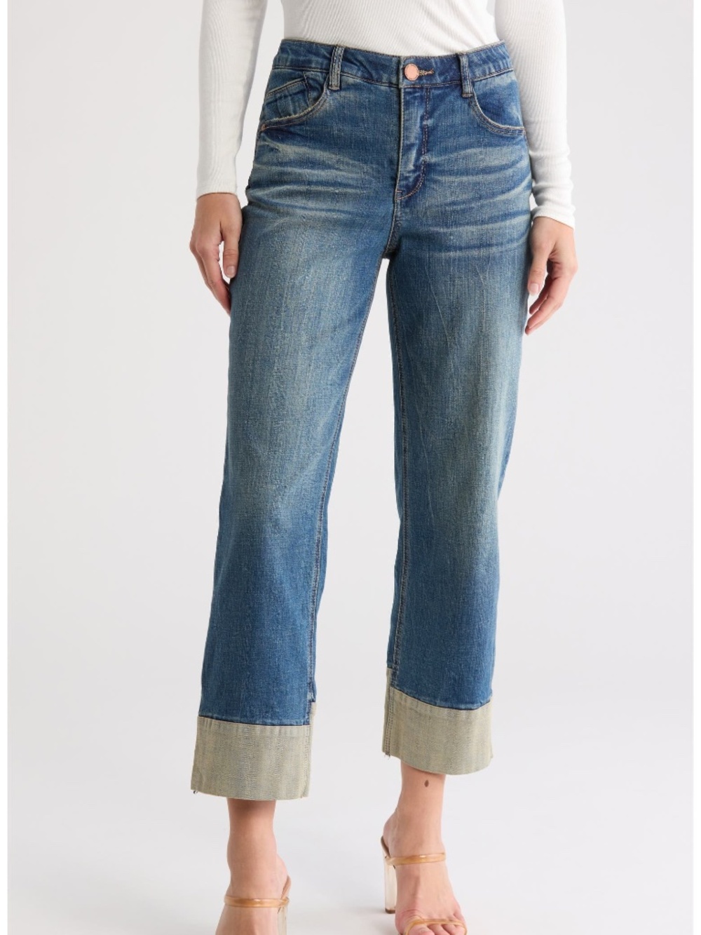 Democracy Boyfriend Cuffed Jeans Ankle Medium Wash Blue Size 12